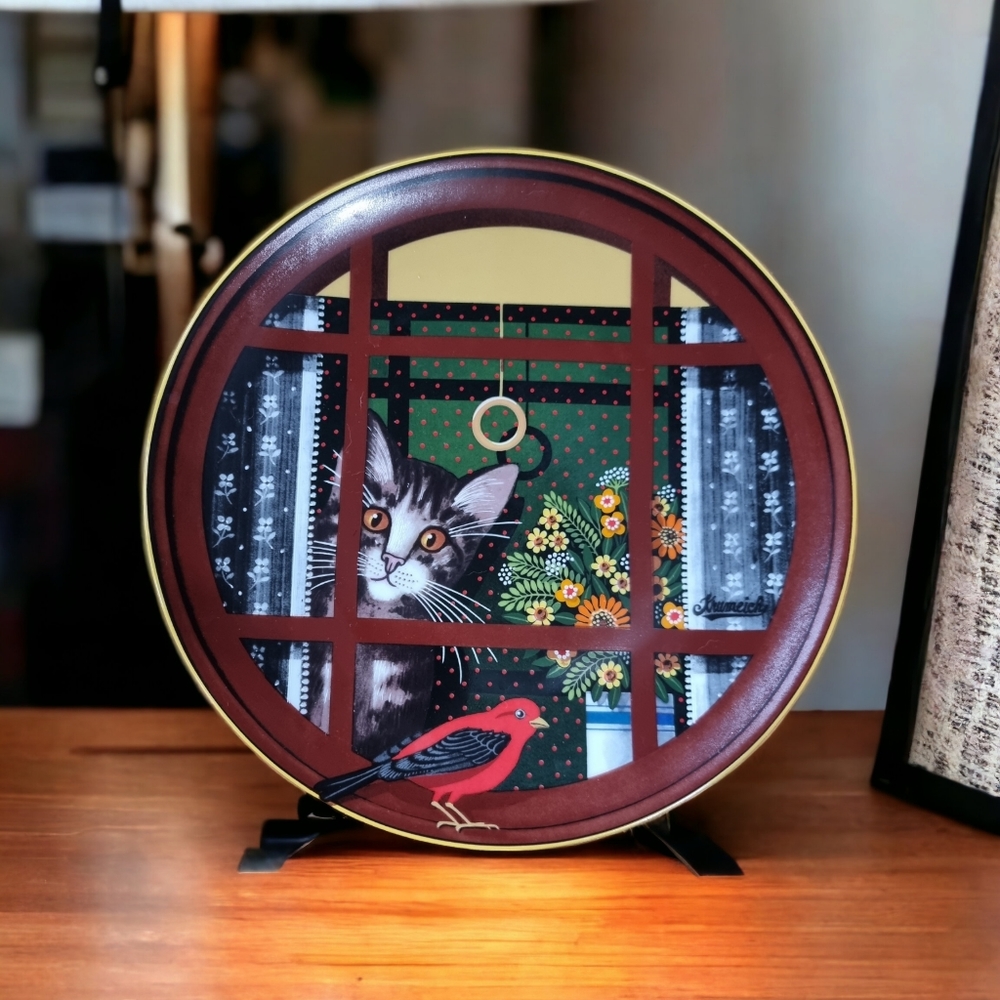 Anna Perenna Plate 'Walter's Window" by Thaddeus Krumeich "Uncle Tad's Cats"